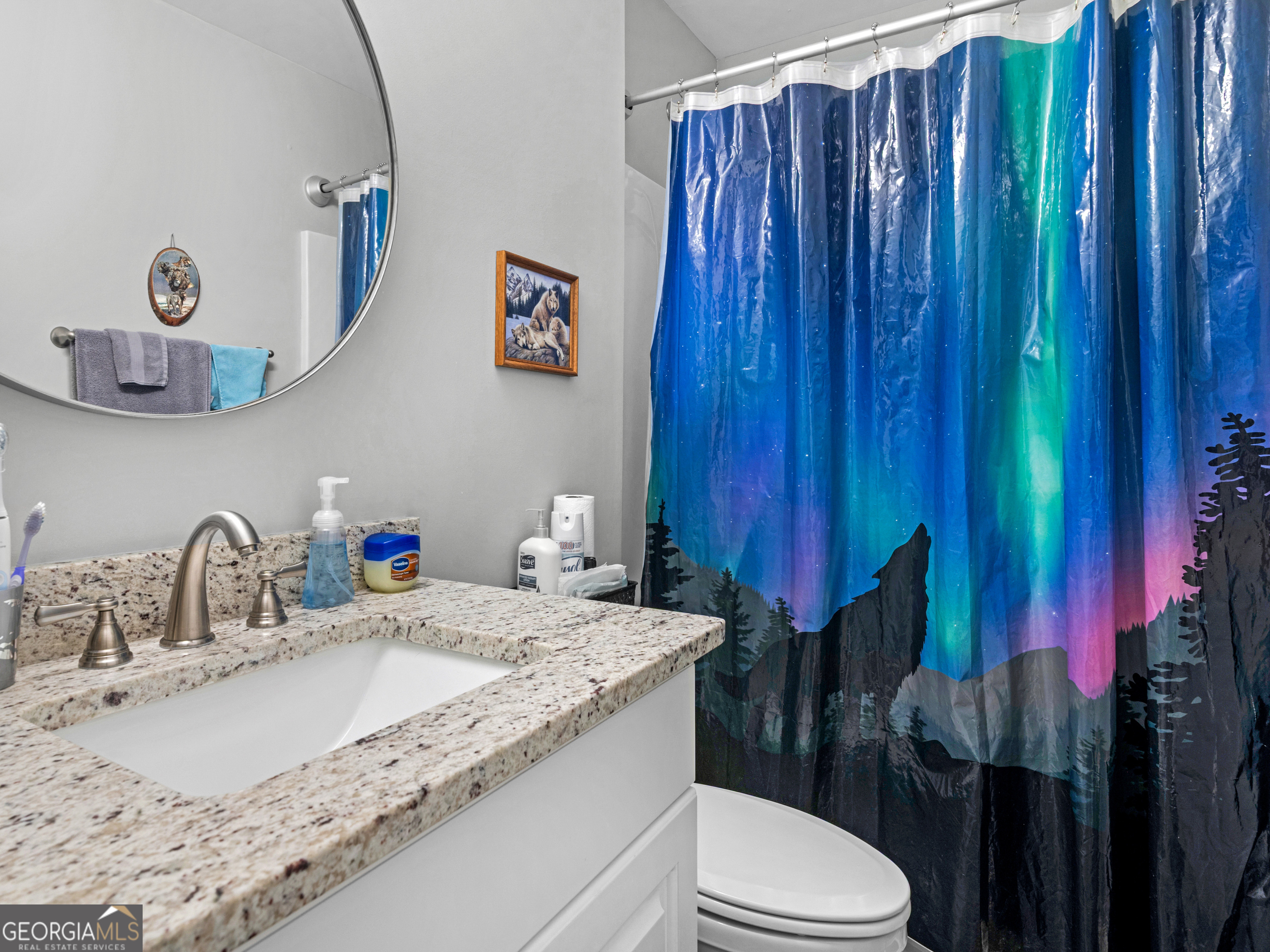 3524 Moss Island Court Albany, GA 31721 - Photo 11 of 25 a bathroom with a granite countertop sink vanity mirror and toilet
