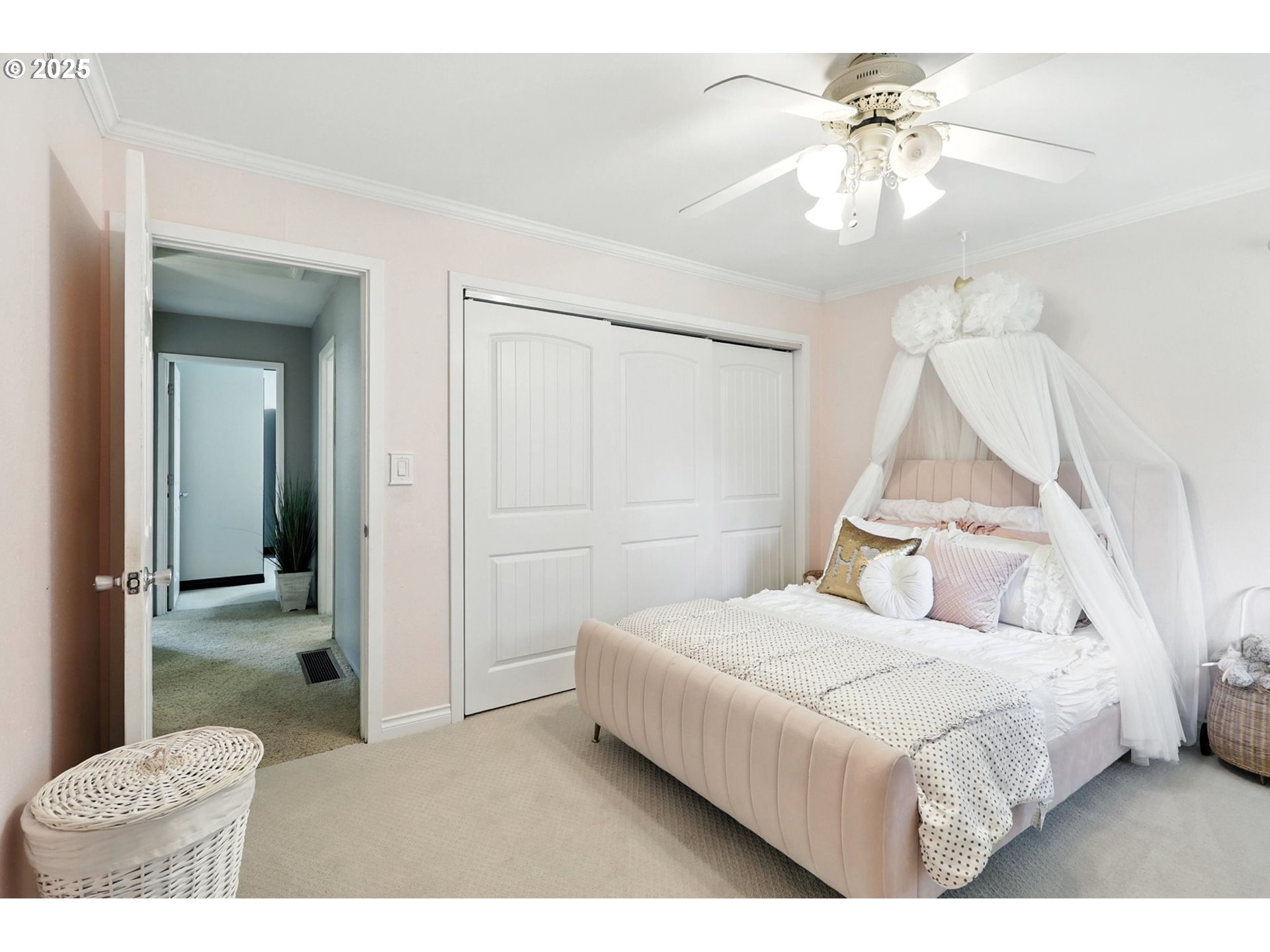30083 Southeast Cemetery Road Estacada, OR 97023 - Photo 15 of 28 a bedroom with a bed and a chandelier
