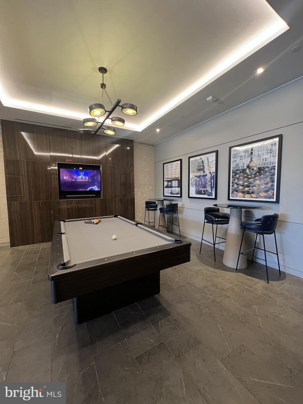 1211 Van Street Southeast, Unit 1110 Washington, DC 20003 - Photo 14 of 46 a living room with pool table furniture and a flat screen tv
