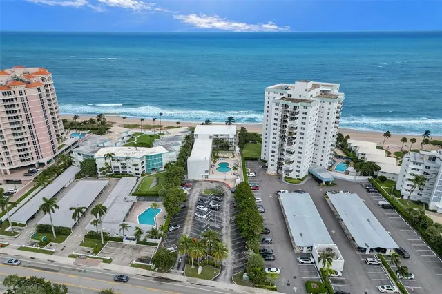 a view of a city with an ocean view