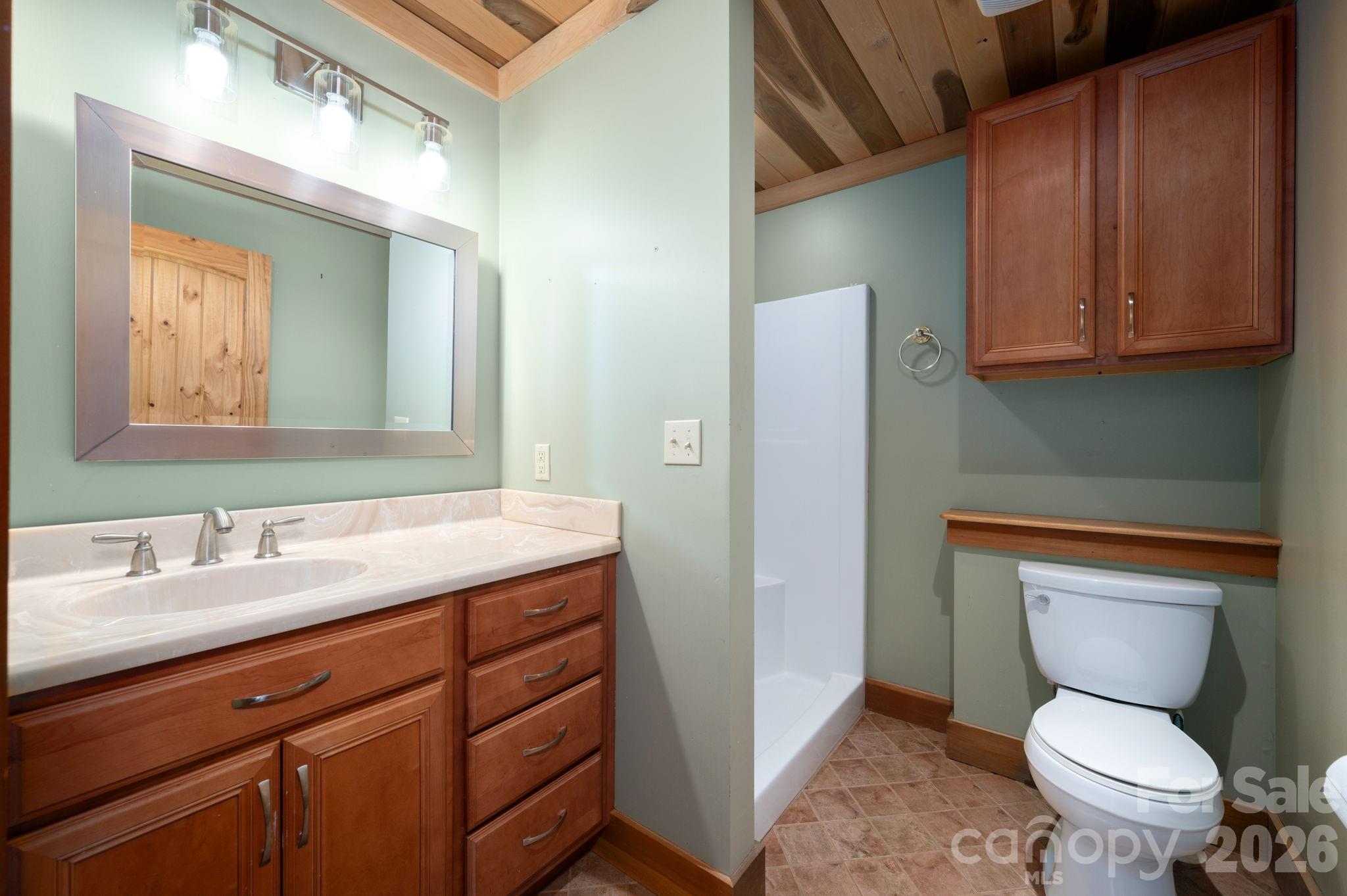 22 Faholoa Ridge Road Black Mountain, NC 28711 - Photo 16 of 47 a bathroom with a toilet sink and mirror