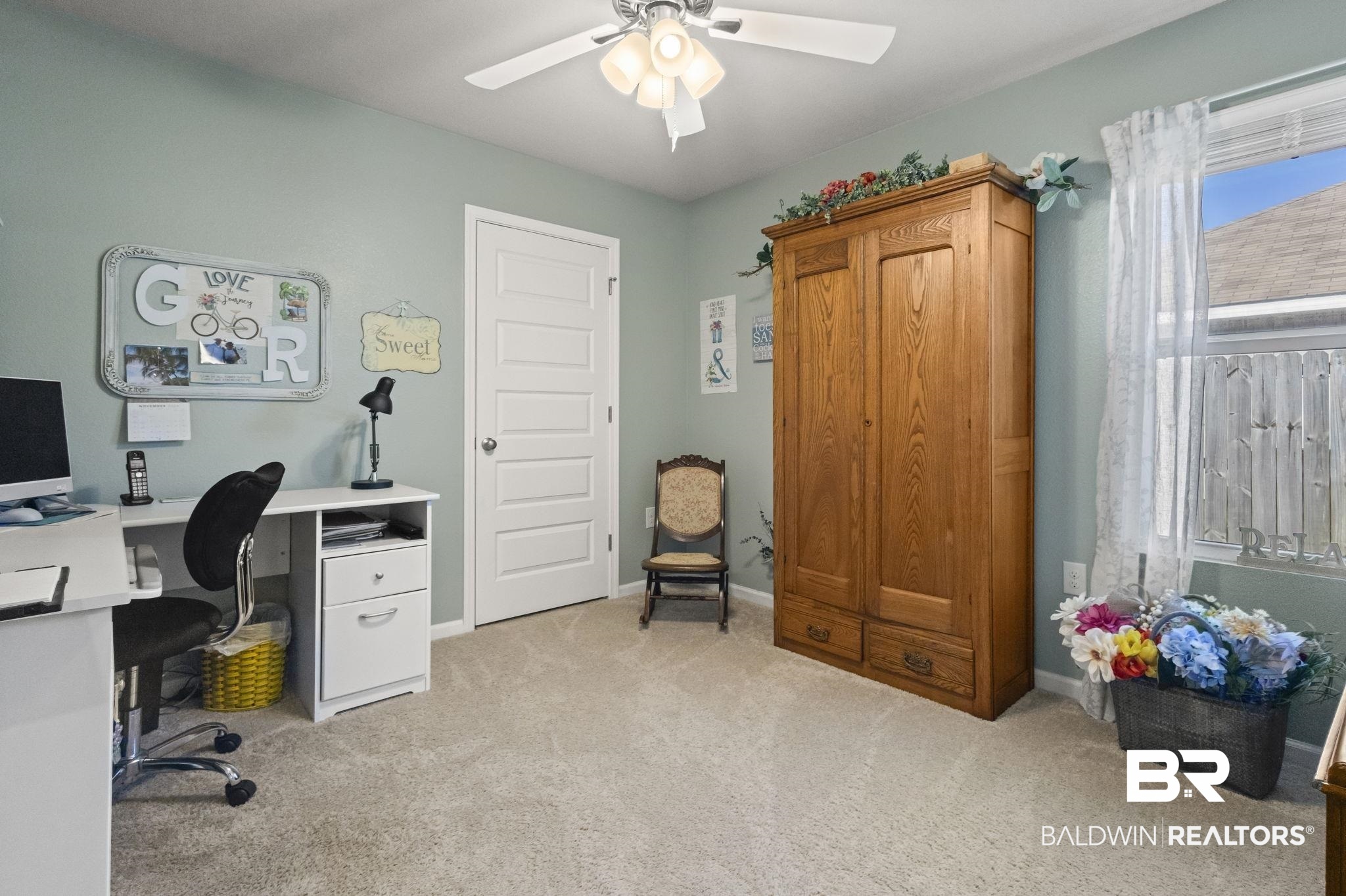 345 Hartenstein Road Foley, AL 36535 - Photo 20 of 47 Office area with ceiling fan and light carpet