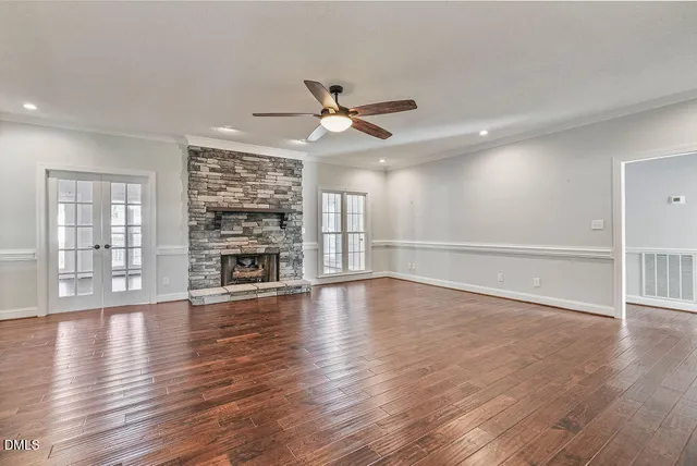 a view of a swimming pool with a patio