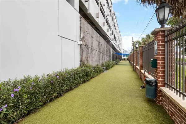 a view of a building with a street