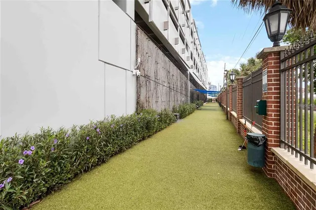 a view of a building with a street