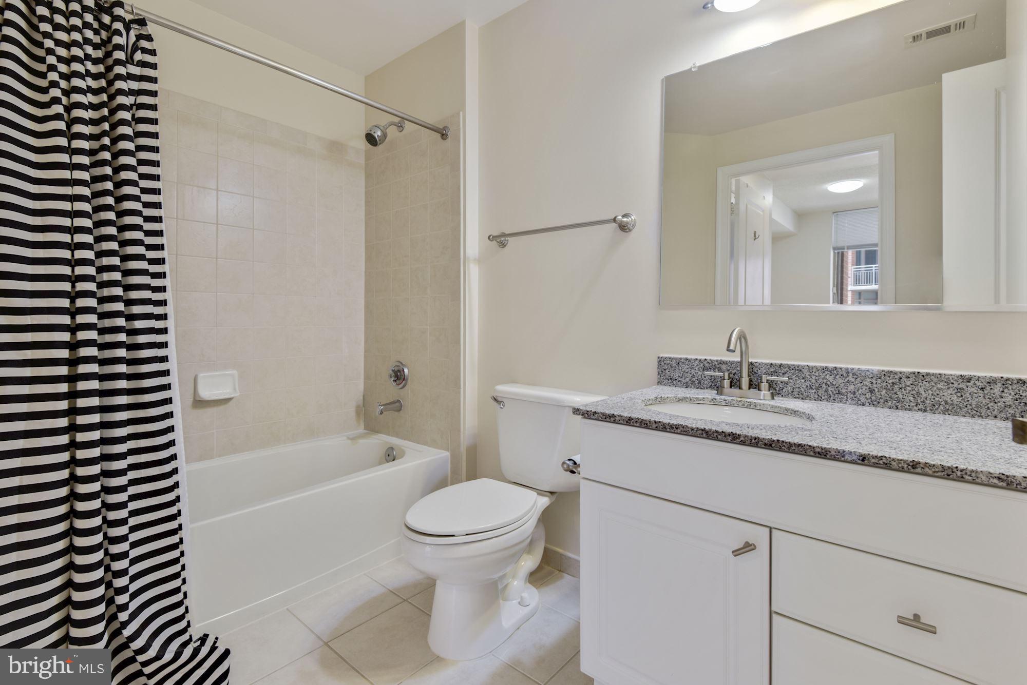 3600 South Glebe Road, Unit 434W Arlington, VA 22202 - Photo 15 of 36 a bathroom with a granite countertop sink toilet and shower
