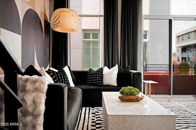 a living room with furniture