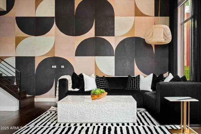 a living room with furniture