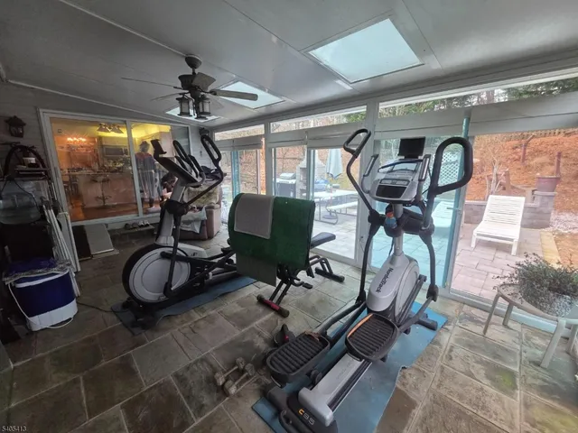 a room with gym equipment