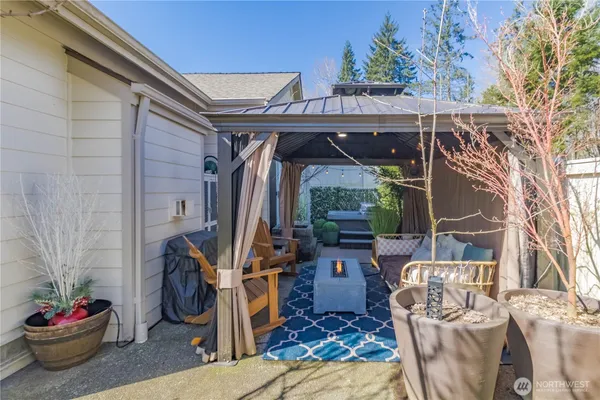 a view of outdoor seating space
