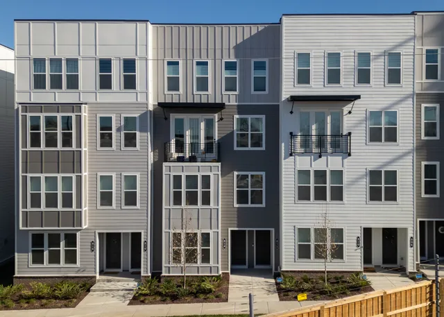 a front view of a building with windows