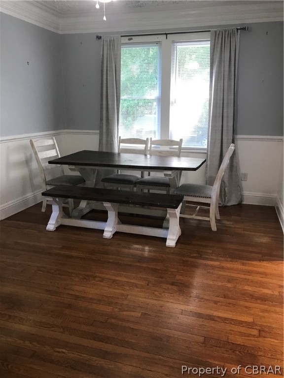 347 Lillys Neck Road Moon, VA 23119 - Photo 20 of 45 Dining room with crown molding and dark hardwood / wood-style floors