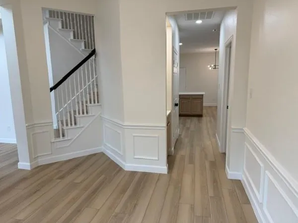a view of a room that has a window in it