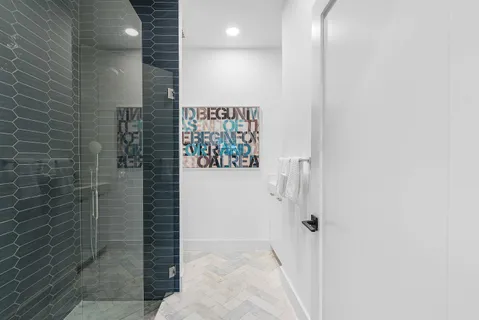 a bathroom with a shower