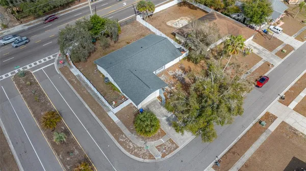 an aerial view of a house