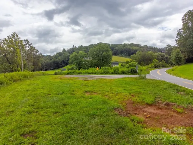 a view of a city with lush green forest