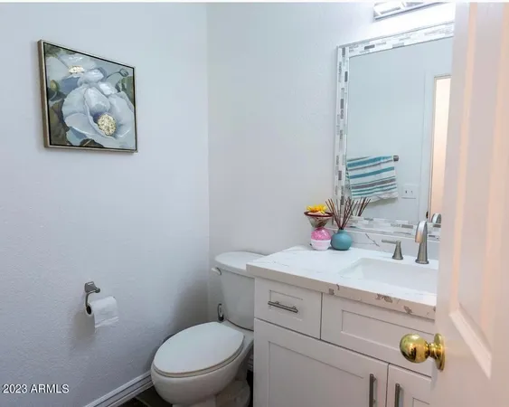 a bathroom with a toilet a sink and mirror