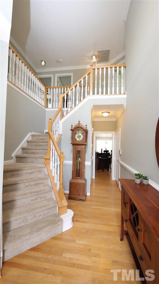 3820 Evander Way Raleigh, NC 27613 - Photo 4 of 30 Enter the home and you will immediately take note of the care the owner has taken of the home. The home is in move-in condition. The curved staircase provides an element of interest. To the left of the foyer is the living room which opens to the dining.