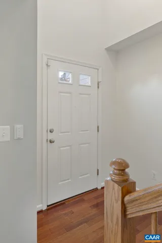 a view of a livingroom with wooden floor