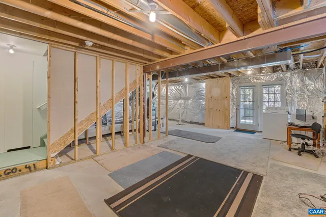 a view of a room with racks on the wall