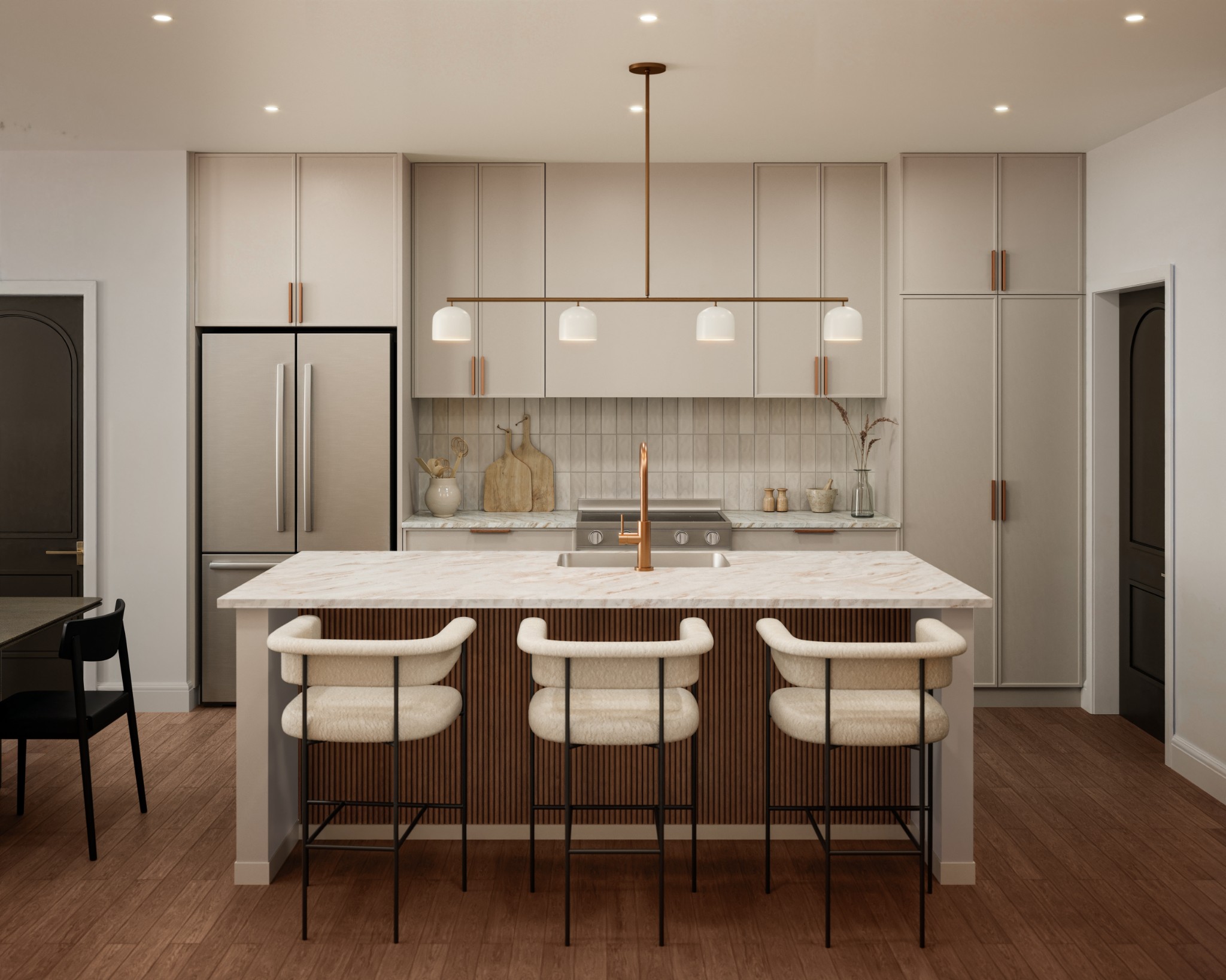 825 Gale Lane, Unit 2 Nashville, TN 37204 - Photo 1 of 7 a kitchen with a table chairs refrigerator and cabinets