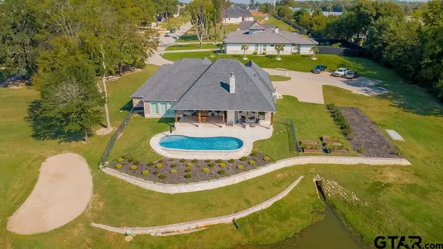 an aerial view of a house