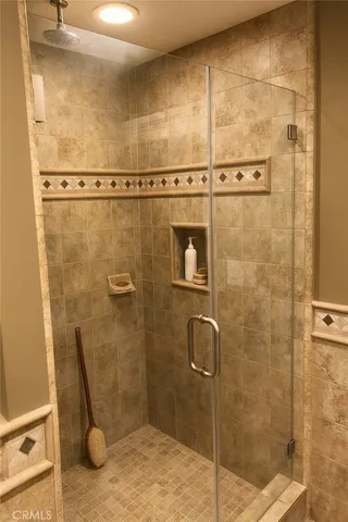 a bathroom with a shower