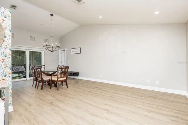 an outdoor space with furniture