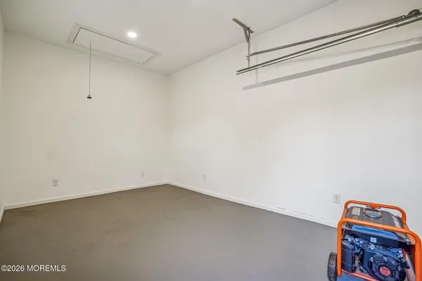 a view of a room with racks on the wall