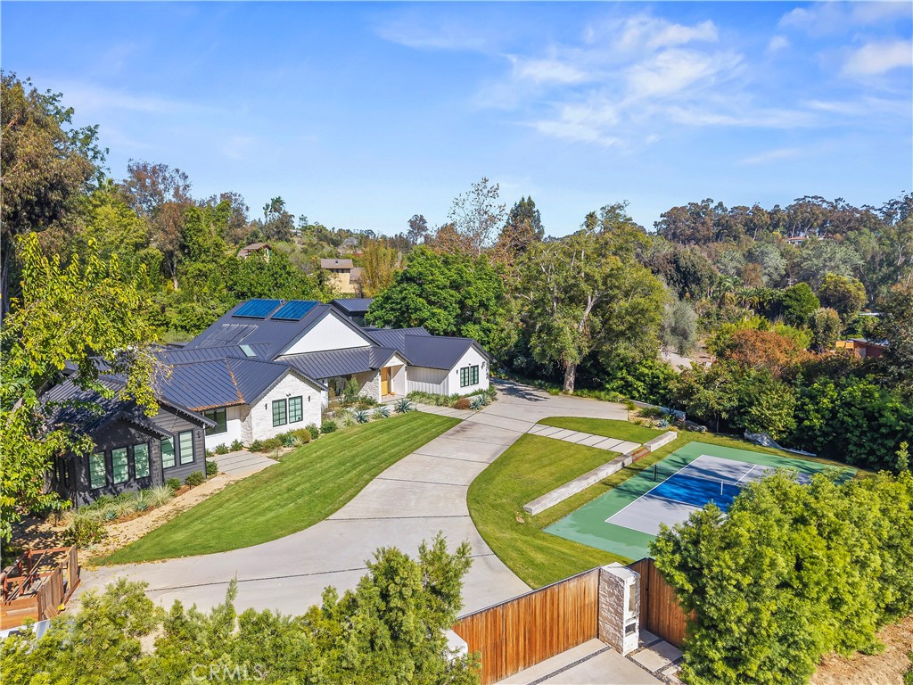 an aerial view of a house