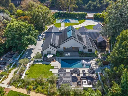 an aerial view of a house