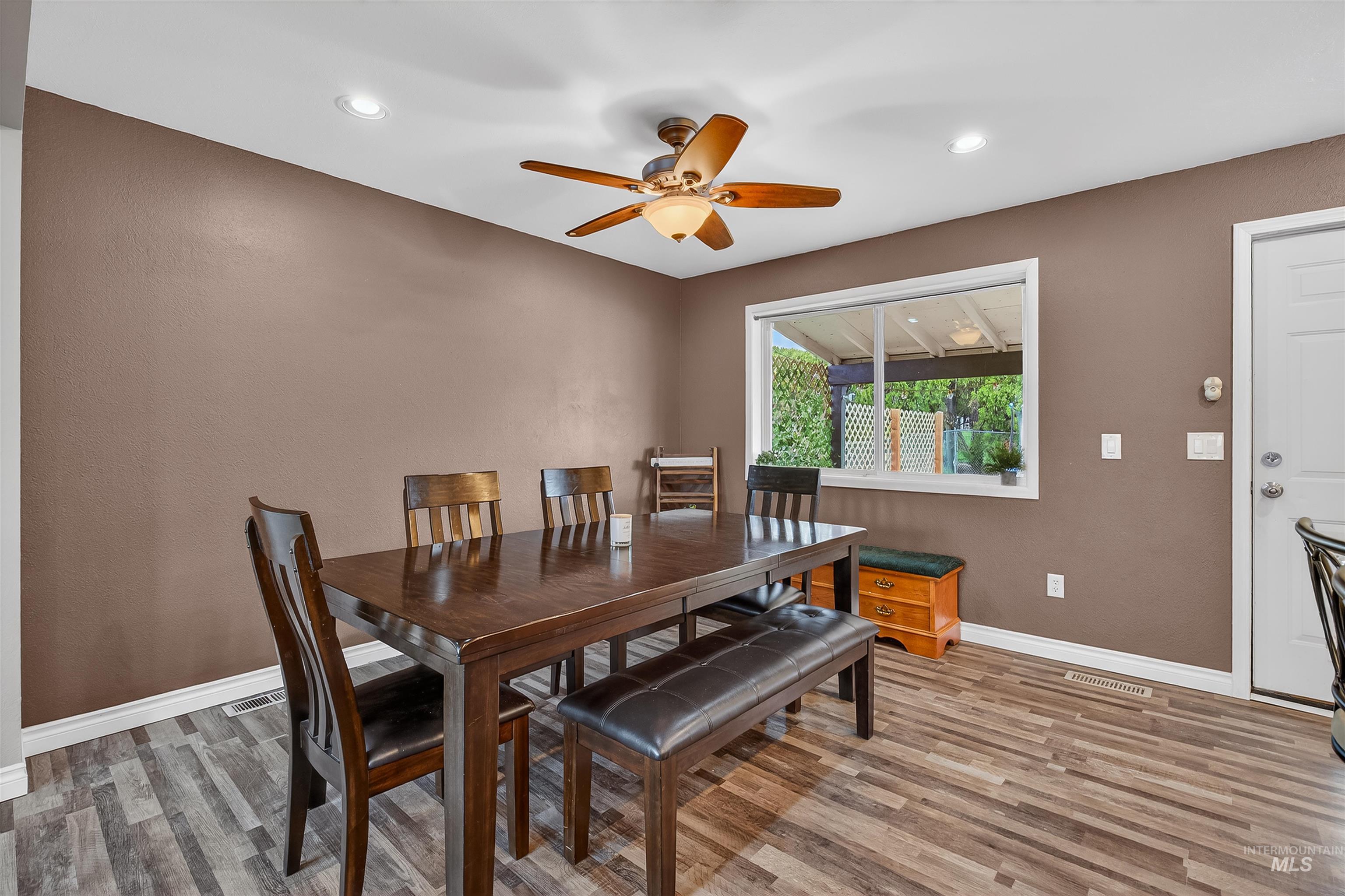 3725 11th Street Lewiston, ID 83501 - Photo 7 of 46 Dining room featuring light wood finished floors, ceiling fan, and recessed lighting