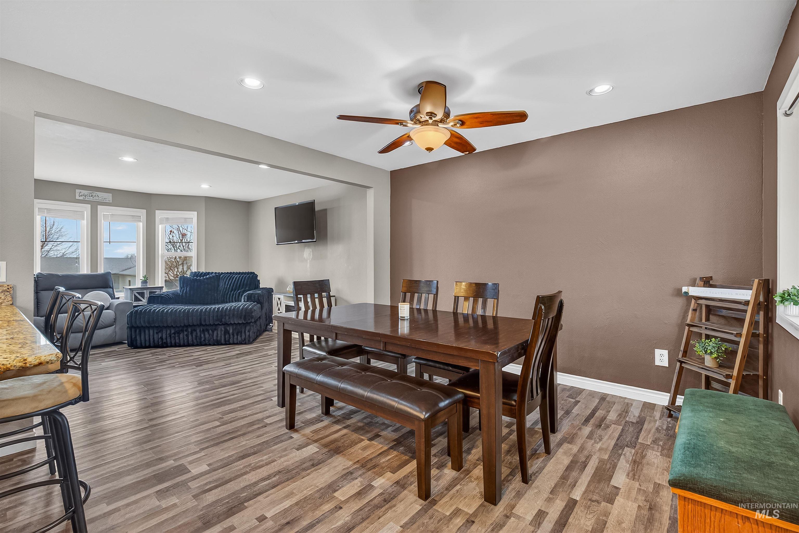 3725 11th Street Lewiston, ID 83501 - Photo 9 of 46 Dining area featuring recessed lighting, light wood-type flooring, and ceiling fan