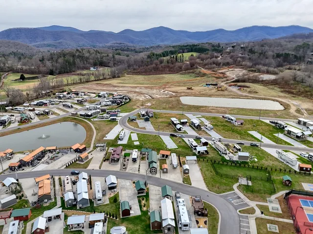an aerial view of multiple house
