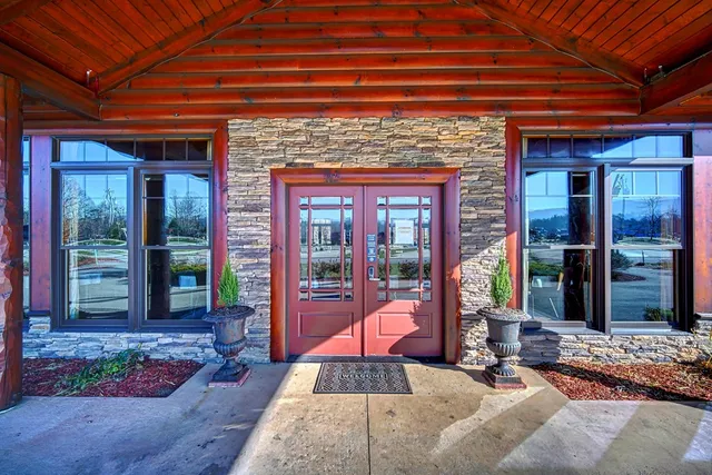 a view of a entryway door front of house