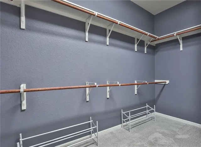 a view of room with racks on the wall