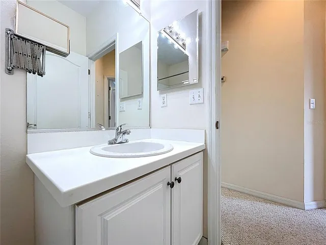 a view of a backyard with potted plants and palm trees