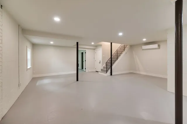 a view of a hall with an entryway