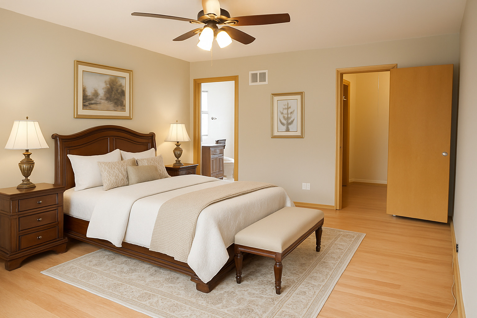 401 Dewey Avenue Evanston, IL 60202 - Photo 10 of 20 a bedroom with a bed and a chandelier