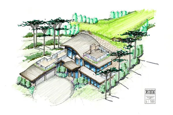 a view of a bench in a backyard