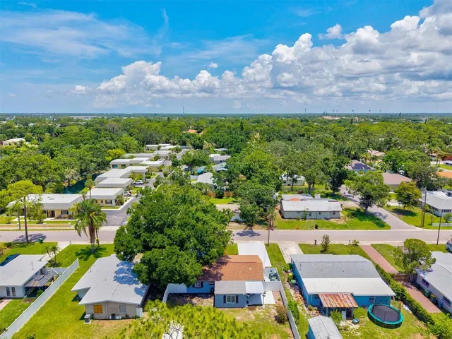 a view of a park with a tree