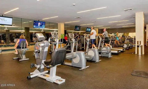 a view of a room with gym equipment