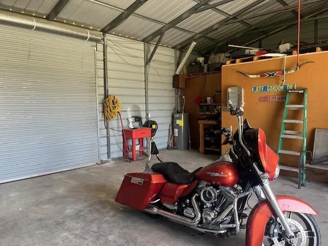 a view of a storage room with shelves