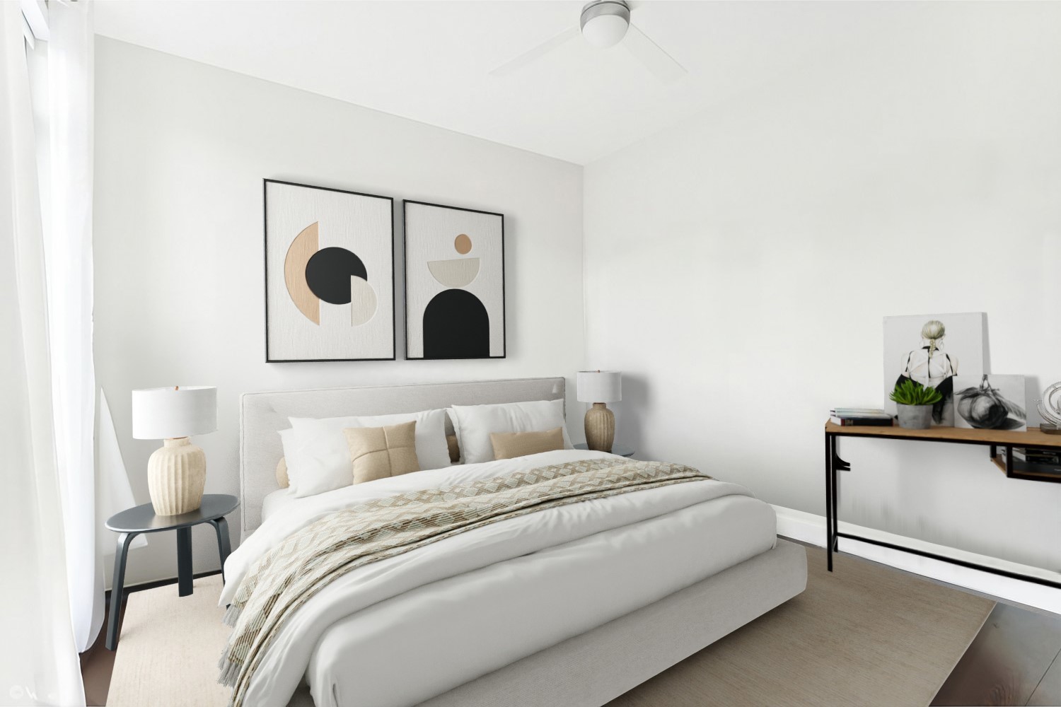 35 North Aberdeen Street, Unit PHS Chicago, IL 60607 - Photo 14 of 38 a bedroom with a bed and a potted plant on dresser