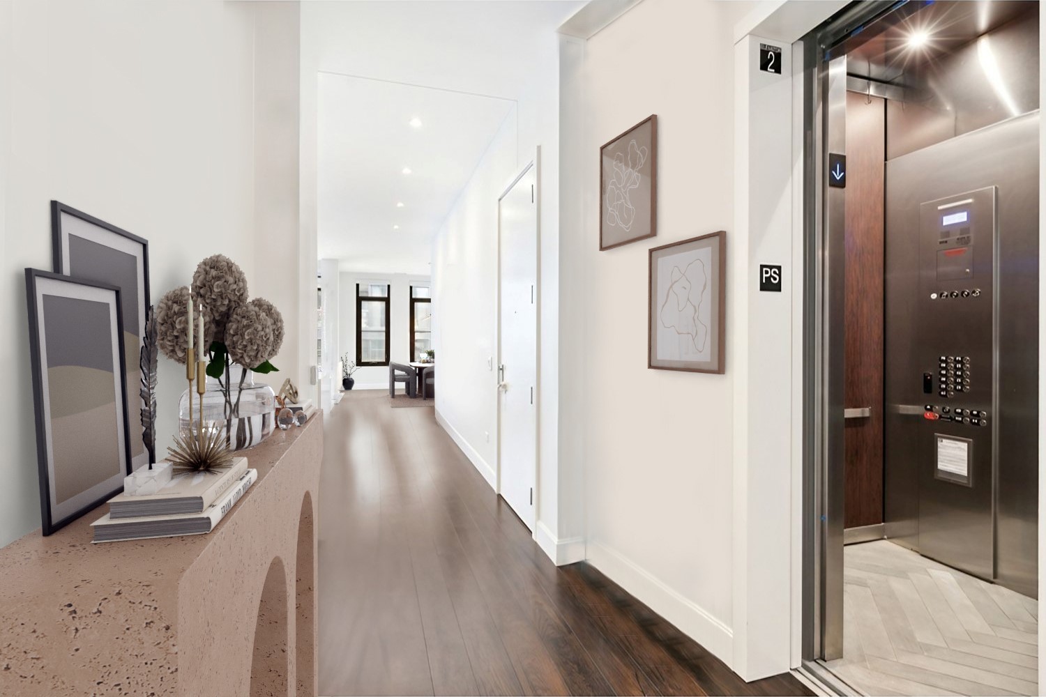 35 North Aberdeen Street, Unit PHS Chicago, IL 60607 - Photo 2 of 38 a view of a hallway with wooden floor