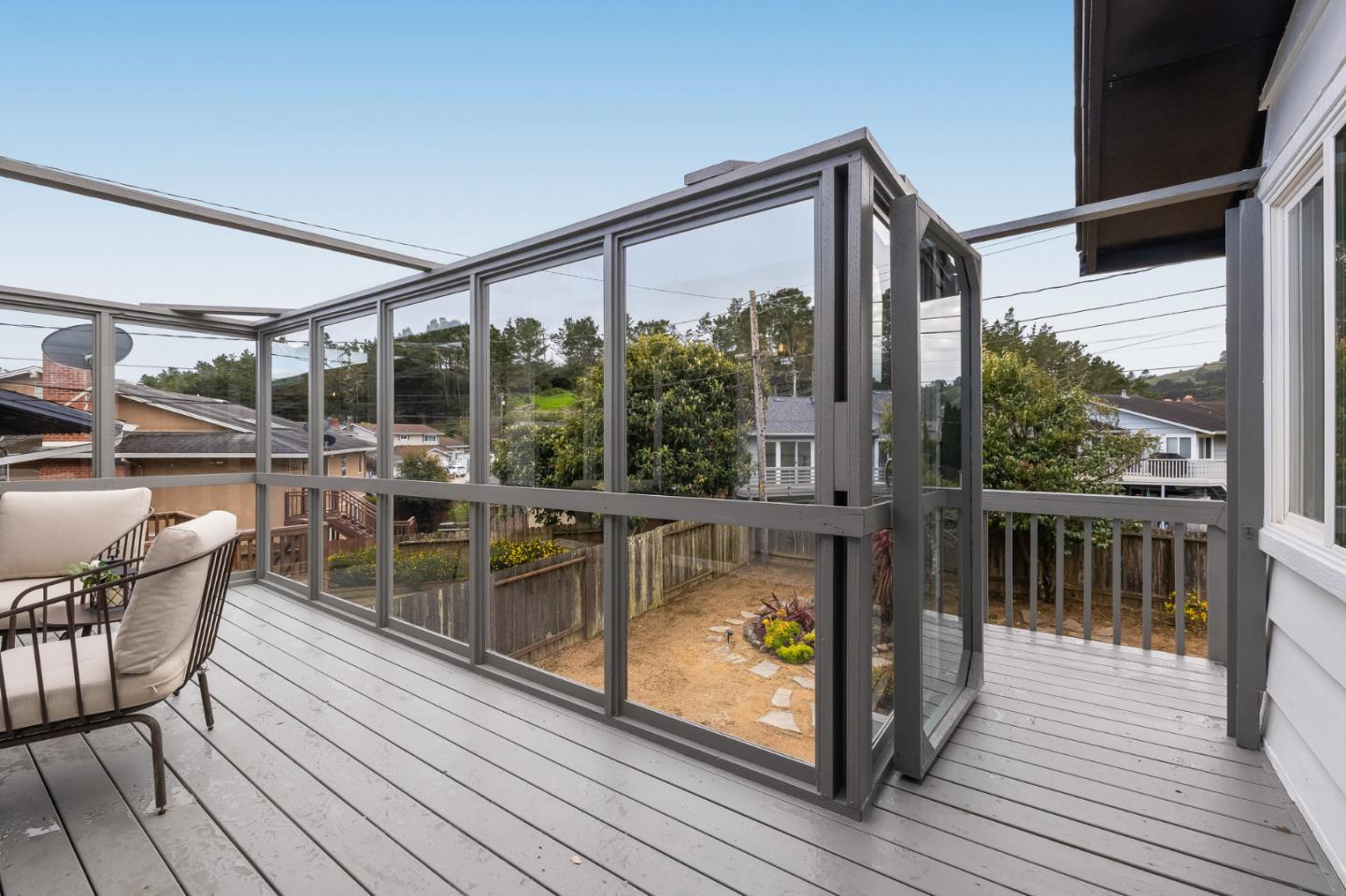 121 Riverside Drive San Bruno, CA 94066 - Photo 33 of 66 a view of balcony with chairs and wooden floor