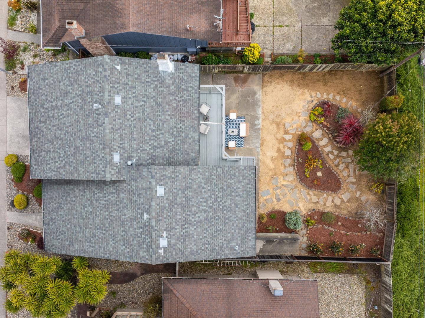 121 Riverside Drive San Bruno, CA 94066 - Photo 53 of 66 an aerial view of a house with a yard and a fountain