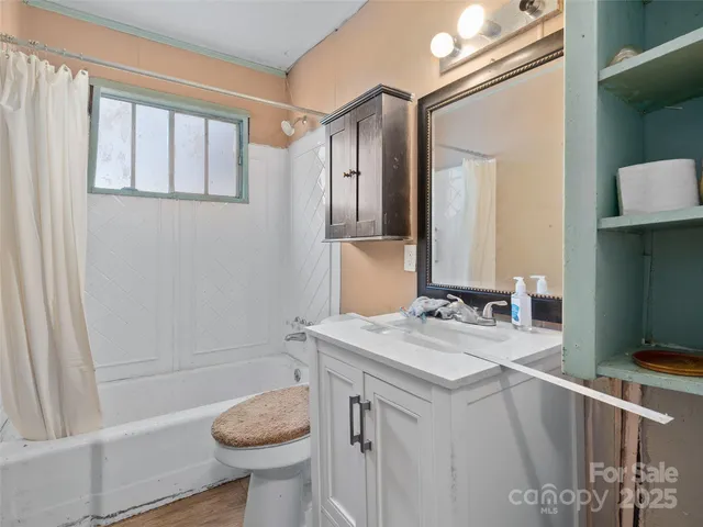 a bathroom with a sink toilet and mirror