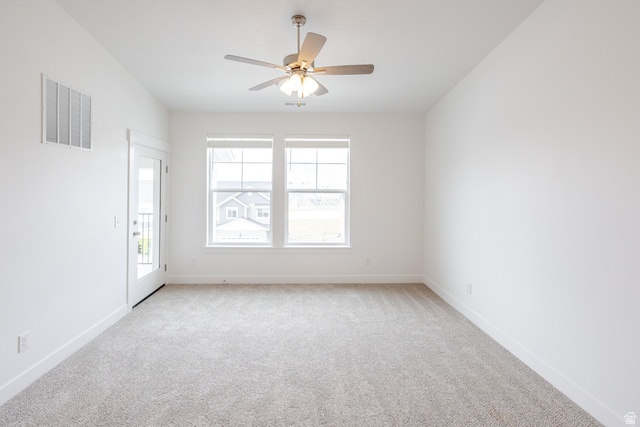 693 West 4500th South, Unit O302 Mapleton, UT 84664 - Photo 15 of 16 Spare room featuring light carpet and a ceiling fan