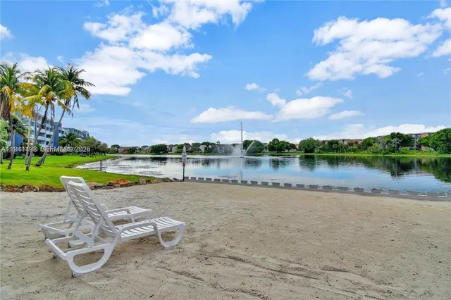 a view of a lake with outdoor space